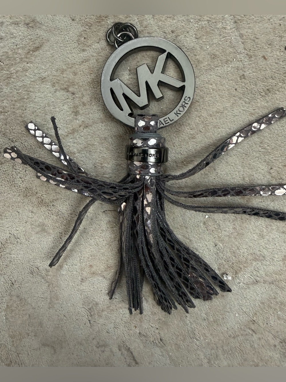 Michael Kors Gunmetal MK Tassel Keychain